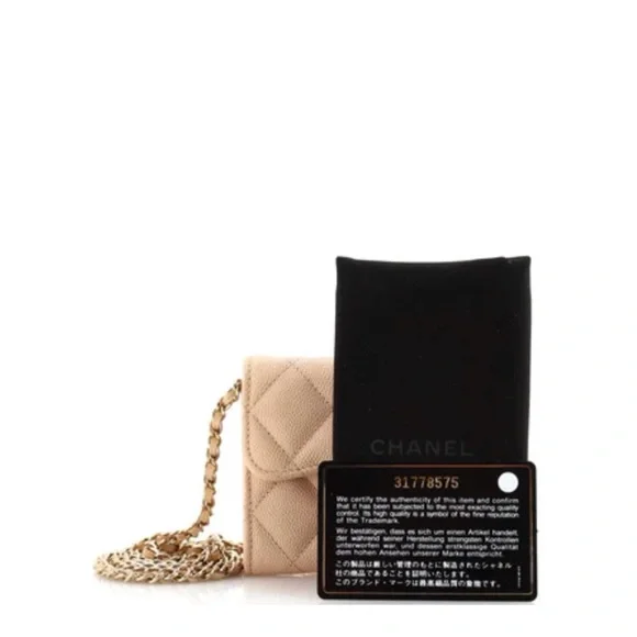 Chanel Classic Flap Card Holder on Chain Quilted Caviar Mini - Picture 7 of 7